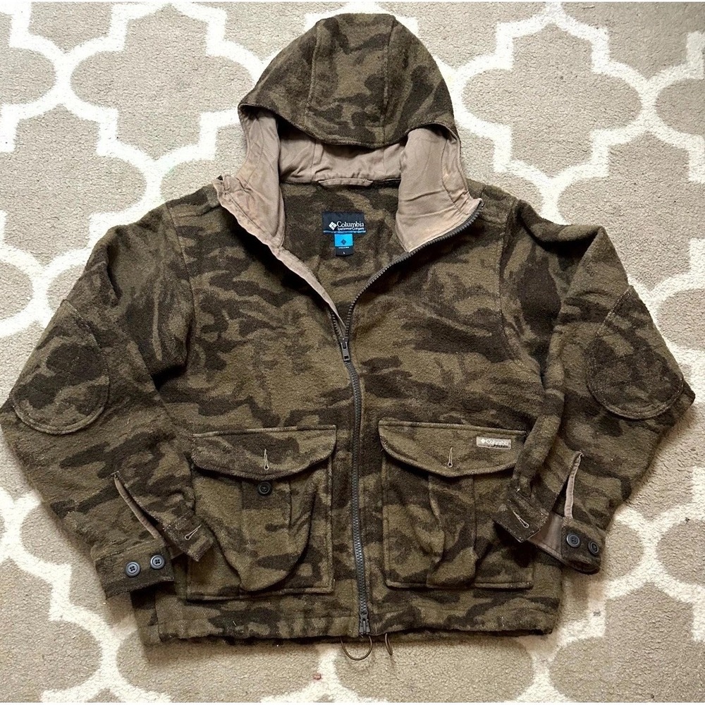 Columbia Camo Hunting Jacket Mens Large Camouflage Military Recycled Wool